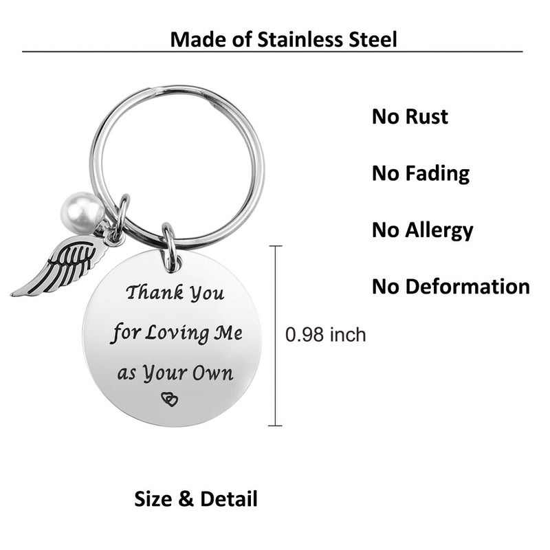 iJuqi Step Mom Gifts - Mother's Day & Christmas Keychain for Stepmom From Daughter Son, Thank You for Loving Me As Your Own - Image 4